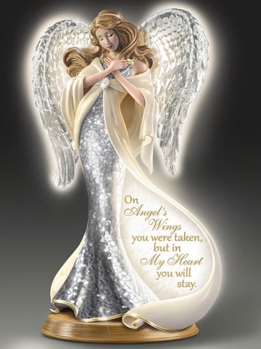 The Bradford Exchange~Forever In My Heart 12” Illuminated Mosaic Angel Sculpture